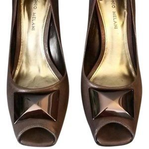 Antonio Melani Womens Peep Toe Bronze Shimmer Shoes Pumps 8.5 NWT